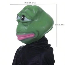 Funny Frog Latex Mask Animal Headgear, Perfect For Video Shooting & Props - Green - View 2