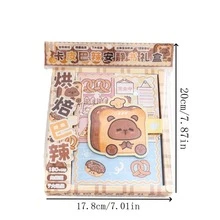 1 pieza Libro silencioso de Capibara en caja de regalo - Libro con mecanismo de porpoise de dibujos animados, pegatinas lindas, material para manualidades DIY (estilo aleatorio) - Multicolor - Ver 2