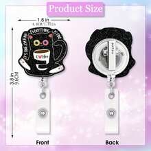 1pc Flexible Black Sparkling Badge Reel With Fun Black Cat Identity Badge Holder, Suitable For Nurses, Doctors, Office Workers, Social Workers, Coffee & Cat Lovers, Gift - Black - View 2