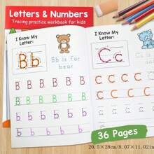Lachilly Alphabet 0-9 Tracing Book - 36PCS Montessori Writing Practice Workbook For Kids 3-5, Homeschool Learning Activities + Teacher Classroom Supplies, Learning Materials For Kindergarten