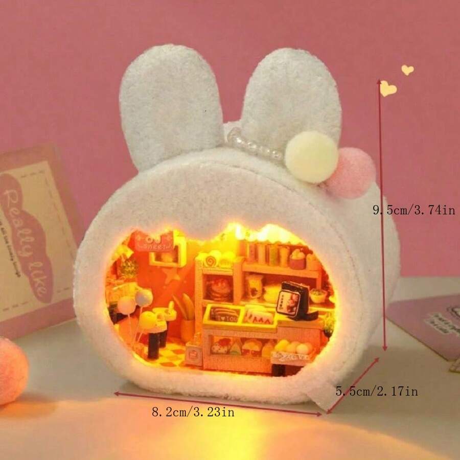 DIY Cabin Little Bear, Rabbit Handmade House Model Creative Birthday