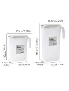 Fridge Jug With Lid, 1800ml Plastic Juice Pitcher, Tea Storage Pot ,Leak Proof Beverage Handle, Door Water Jug, Hot Cold Carafe, Fruit Infuser Ice Tea For Juice, Water, Beer ,Tea And Beverage Storage Pots Suitable For Outdoor Sports - White - View 9