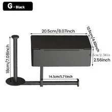 1入組帶儲物功能的衛生紙架，帶手機架的衛生紙架，大型4合1濕巾箱配有架子，適用於任何浴室，不銹鋼掛牆式收納架，防銹鋁廁紙架適用於浴室，廚房和房車 - 不銹鋼紙巾盒 - 查看 2