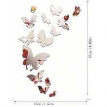 14 件亚克力镜面墙饰，蝴蝶墙饰，蝴蝶贴纸墙贴，DIY 墙贴适用于家庭托儿所教室儿童卧室浴室客厅装饰 - 彩色 - 查看 4