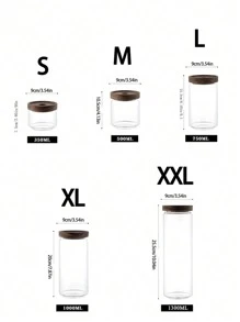 1 个带木盖和密封球的玻璃罐，透明糖果/食品储存罐，带密封软木软木圆塞，用于储存香料、盐、糖、咖啡、茶、玻璃瓶 - 圓孔相思木蓋 - 查看 4