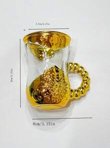 6pcs Set European Style Gold Plated Embossed Cups, Gold Embossed Tea/Coffee Cups, Living Room Decor Cups, Hotel Commercial Cups, Home Party Tea/Coffee Cups, Creative Drinking Cups - Multicolor - View 4