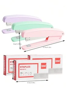 1set Stapler Binding Kit, Assorted Colors 9930 Handheld Stapler + 3000pcs Staples, Simple & Versatile Design Suitable For Office, Students, Delivery - Multicolor - View 3