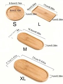 1/4 piezas Bandeja ovalada de bambú con portavasos y alfombrilla aislante de calor de bambú - Multicolor - Ver 2