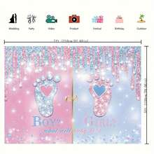 性別揭曉背景布，性別揭曉裝飾 - 彩色 - 查看 3