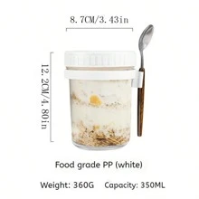 Taza de avena tipo bento para desayuno, atractiva taza con cuchara para desayuno, taza para yogurt, taza portátil para ensalada y batido, como regalo de Navidad o útiles escolares - Multicolor - Ver 9
