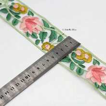 1码水溶性网眼面料，带清新花卉蕾丝，服装装饰配件 - 綠色 - 查看 8