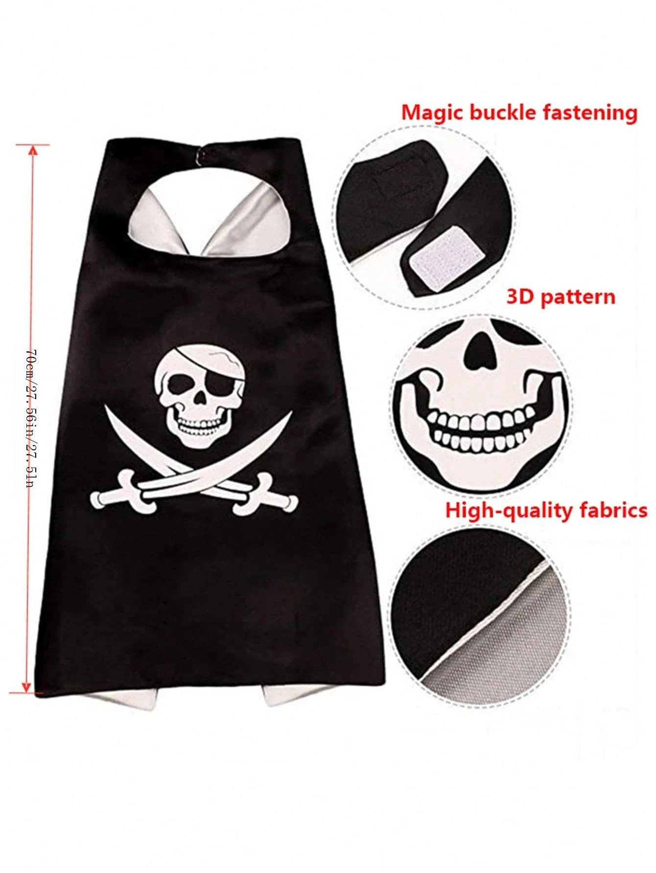 3pcs Children's Pirate Costume Set With Cartoon Mask And Halloween Cape — free download