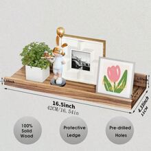 3 件乡村风格木制浮动搁板，用于墙壁装饰的展示壁架，带边缘的浴室厨房搁板，用于卧室、客厅装饰的现代图片壁架 - wood color - 查看 6