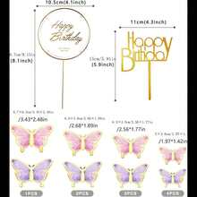 5pcs Butterfly Cake Decorations, With 'Happy Birthday' Acrylic Cake Topper, Suitable For Newborn Parties, Weddings, And Birthday Decorations Cake Decorating Cake Topper Cake Decorations Cake Decor Cake Decorating Tools - Multicolor - View 2