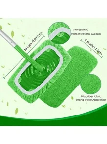 1pc/4pcs Microfiber Mop Cloth, Replacement Mop Heads, Washable And Durabel Mop Cloth, Flat Mop Cloth, Coral Fleece Mop Cloth, Replacement Mop Pads, Useful Tool, Cleaning Supplies, Cleaning Gadgets, Apartment Essentials, Ready For - Green - View 2