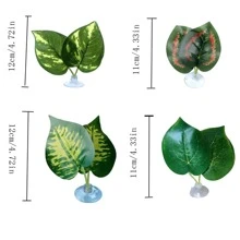 水族箱休息繁殖葉子裝飾品，雙層葉子裝飾，具有耐用的PP材料，模擬真實水生植物 - 彩色 - 查看 2