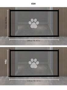 1 pieza Barrera de para bebés con protección integral, divisor negro sin perforación, cerca portátil y plegable de red para mascotas - Negro - Ver 7