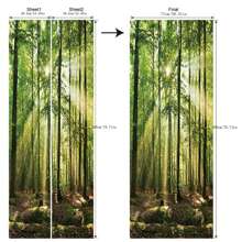 3D Forest Door Sticker Vinyl Wallpaper Self-Adhesive DIY For Dream Animal Bedroom Study Decoration Home Design Decal Murals, Stickers, Wall Decal, Vinly Decal For Home Decorations, Spring Decoration Items Refresh Your Home, Rama Decoration Stickers Gifts Birthday Graduation