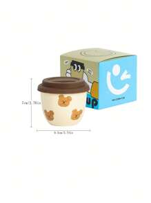 1 件 245 毫升可爱熊形迷你咖啡杯带盖，适合家庭、办公室、情侣、毕业生、朋友和同事返校