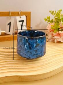 1 件窑变陶瓷白色饮水杯，宫廷风格咖啡杯，办公室水杯，190 毫升学校用品返校 - 藍色 - 查看 6