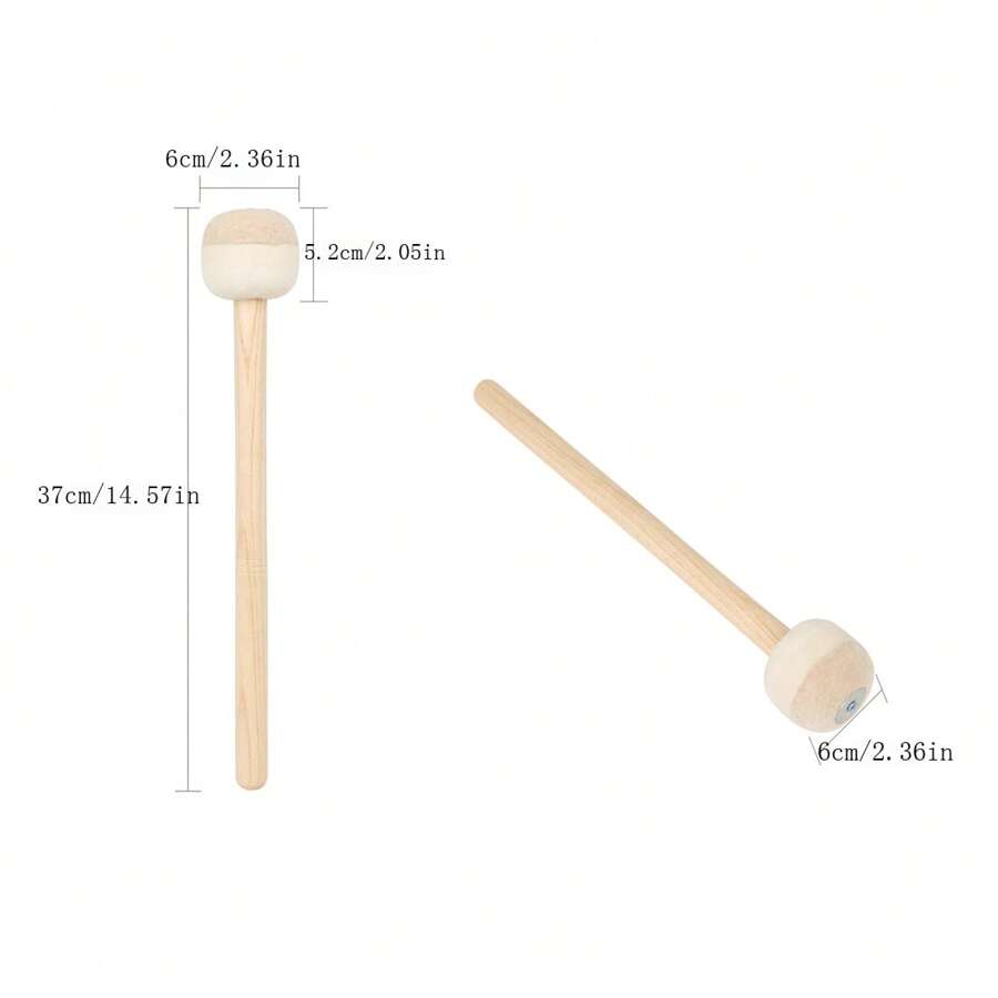 Drum Mallet, Bass Drum Mallet Stick With Non Yellowing Beige Wool Felt