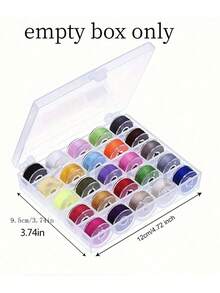 1pc Sewing Machine Thread Spools Box, Empty Spools Storage Container, 25-Compartment Clear Plastic Storage Box, For Sewing Accessories, Tools And Art Supplies - Transparent - View 2