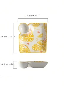 1入組可愛陶瓷薯條和番茄醬盤，方形設計，可微波加熱，配有沾醬碟，卡通水果創意家用醬汁碟，適用於蔬菜 - 彩色 - 查看 7