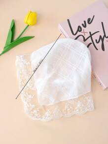 1pc Fresh And Simple Lace Decorated Triangle Scarf Headband - White - View 5