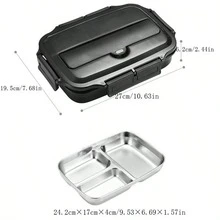 304 不锈钢保温午餐盒，大容量分隔便当盒，带密封学校用品，返校 - 三格便當 - 查看 6