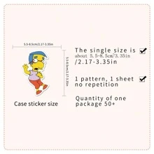 50 Pieces Handmade Cartoon Funny Cute Simpson Fashionable Waterproof Stickers For DIY Decoration On Phone Luggage And Helmet Back To School