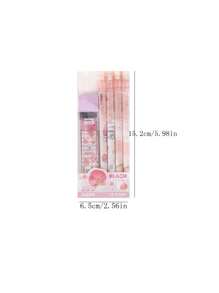 5 件套可爱自动铅笔 4 支 + 1 盒替换芯 0.5 毫米带橡皮擦，卡通图案，学生文具，学校和办公用品（随机图案）返校 - 彩色 - 查看 10