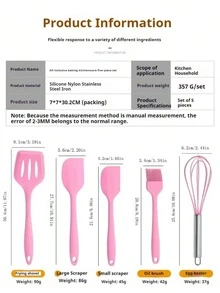 厨房硅胶刮刀刷搅拌器硅胶厨具 5 件厨房高温烹饪套装、厨房、厨房用品、食物、烹饪、露营、度假、海滩、房间装饰、组织者、派对、旅行。 - 多色 - 查看 2