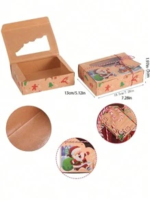 2 件/包圣诞派对礼品套装，带 PVC 窗口的牛皮纸盒，用于糖果、饼干和零食礼品袋派对厨房圣诞装饰圣诞派对礼品圣诞派对用品圣诞派对圣诞快乐平安夜