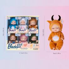 4英吋迷你嬰兒娃娃6入組禮物套裝，小嬰兒娃娃玩具逼真可愛，附動物服裝，娃娃禮物套裝，可愛娃娃仿生娃娃，兒童護理玩具，生日禮物，派對禮物，情人節禮物，復活節新年禮物 - 彩色 - 查看 2