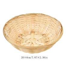 手工編織圓形竹製水果收納籃，適用於糖果、蛋、蔬菜、麵包、廚房食品籃 - 竹子 - 查看 9