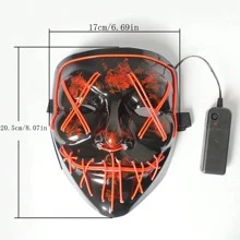 圣诞装饰 1 件 LED 发光多风格多色 V 型脸恐怖面具适用于化装舞会、恐怖脸化妆舞会道具（注意：手绘表面可能有所不同，以实际产品为准） - 彩色 - 查看 9