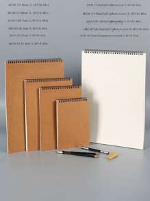 A4 Sketch Spiral Notebook Drawing Pad For Art Students, Thickened Watercolor Binding Book For Painting - Brown - View 5