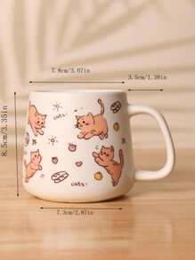 1pc 350ml Cute Cartoon Cat Ceramic Mug, Large Capacity Coffee/Milk Cup Back To School