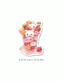 50pcs Cartoon Pink Snack Graffiti Stickers Personalized Decoration, Guitar Notebook Luggage Laptop Ipad DIY Waterproof Stickers