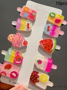 10pcs Popsicle & Fruit Decor Hair Clip Cute