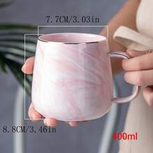 1 pieza Taza cerámica de gran capacidad para uso doméstico y de oficina, taza de café de pareja con patrón de mármol creativo, taza sencilla de desayuno para volver a la escuela - multicolor - Ver 9