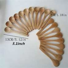 5入組5.1吋木製湯匙，餐具，咖啡湯匙，蜜糖和茶用 - 木質色 - 查看 2