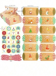 24 件/包 圣诞倒计时降临日历 带饼干和糖果 派对礼盒 圣诞装饰 圣诞派对礼品 圣诞派对用品 圣诞派对 圣诞快乐 平安夜 - 彩色 - 查看 5