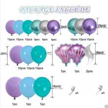 119pcs/Set Mermaid Theme Balloon Package For Festival Decoration, Shell Mini Foil Balloon For Birthday Party Background, Christmas