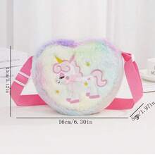 Cute Unicorn Plush Crossbody Bag For Girls Kids Fluffy Rainbow Heart Shaped Purse Shoulder Handbag - Multicolor - View 2