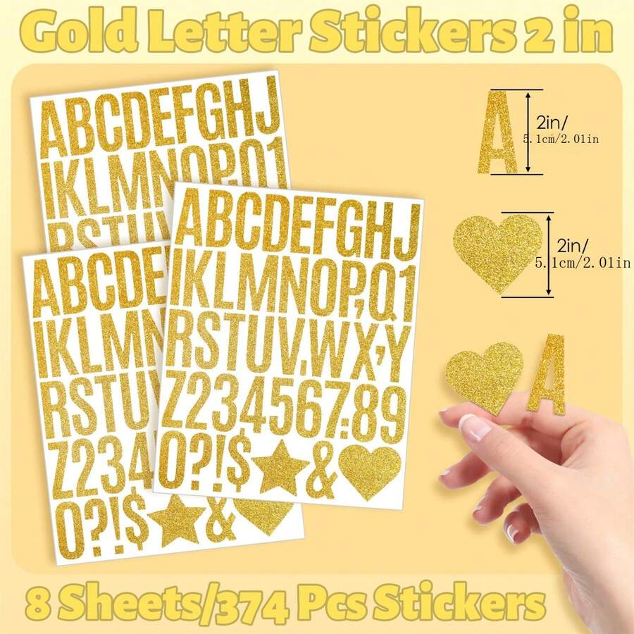 5 Sheet Self Adhesive Glitter Letters Stick On Letters Capital Letter