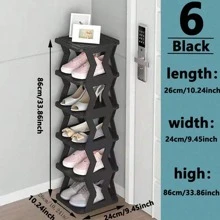 1 set Multi-Layer DIY Scaffale per scarpe, Scaffale per scarpe da bagno, Organizzatore per scarpe salvaspazio per soggiorno, Scaffale per scarpe montato sulla porta per l'ingresso. - nero - Visualizzare 4