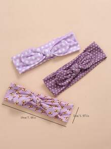 3 件装婴儿可爱兔耳朵发带，弹性印花时尚装饰头带爱心情人节