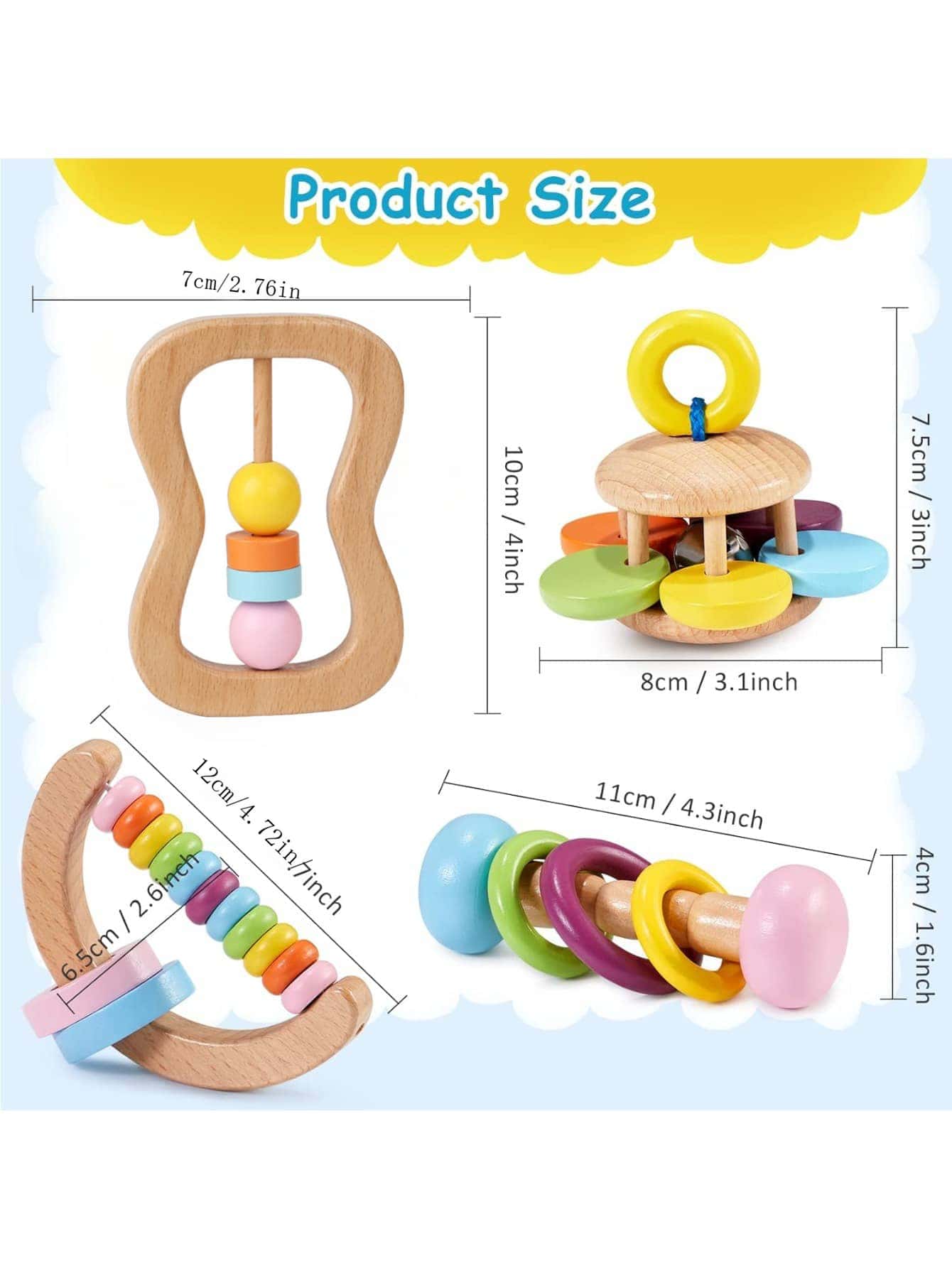 Christmas Decoration 4 Pieces Montessori Baby Toys Wooden Baby Toys Fit