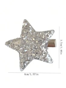 1set Glitter Star Hair Clip Set (5pcs) - Multicolor - View 2